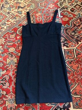 St. John Navy Wool Mini-Midi Dress— Size 12